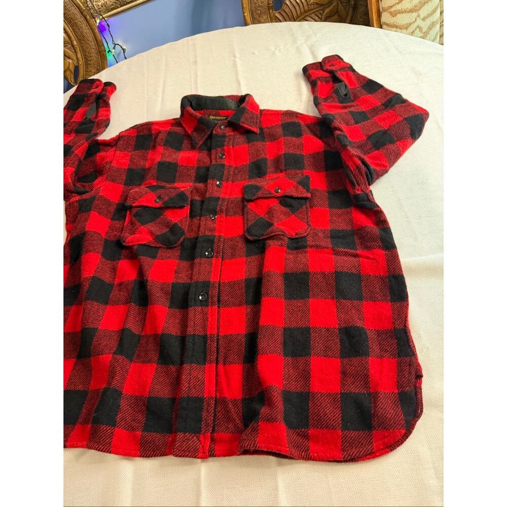 Sears Men’s Vintage Red Black Lumberjack Flannel Shirt Size XL See Measurements - Picture 7 of 10
